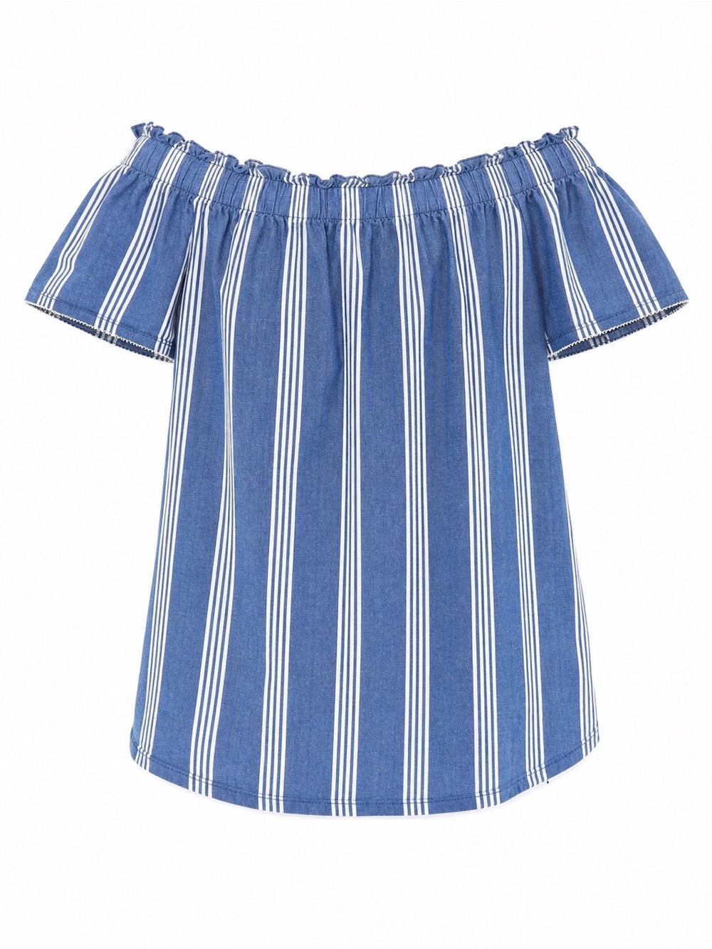Hint of Blush Blue Striped Off Shoulder Top Small Cotton Boho